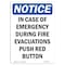 Signmission OSHA Notice, 5" Height, In Case Of Emergency During Fire Sign, 5" X 3.5", Portrait OS-NS-D-35-V-13657 - alternate 1